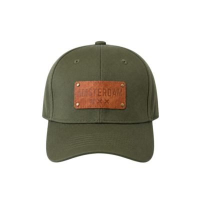 CAP014-Amsterdam Caps Leather Badge Lbrown x 5